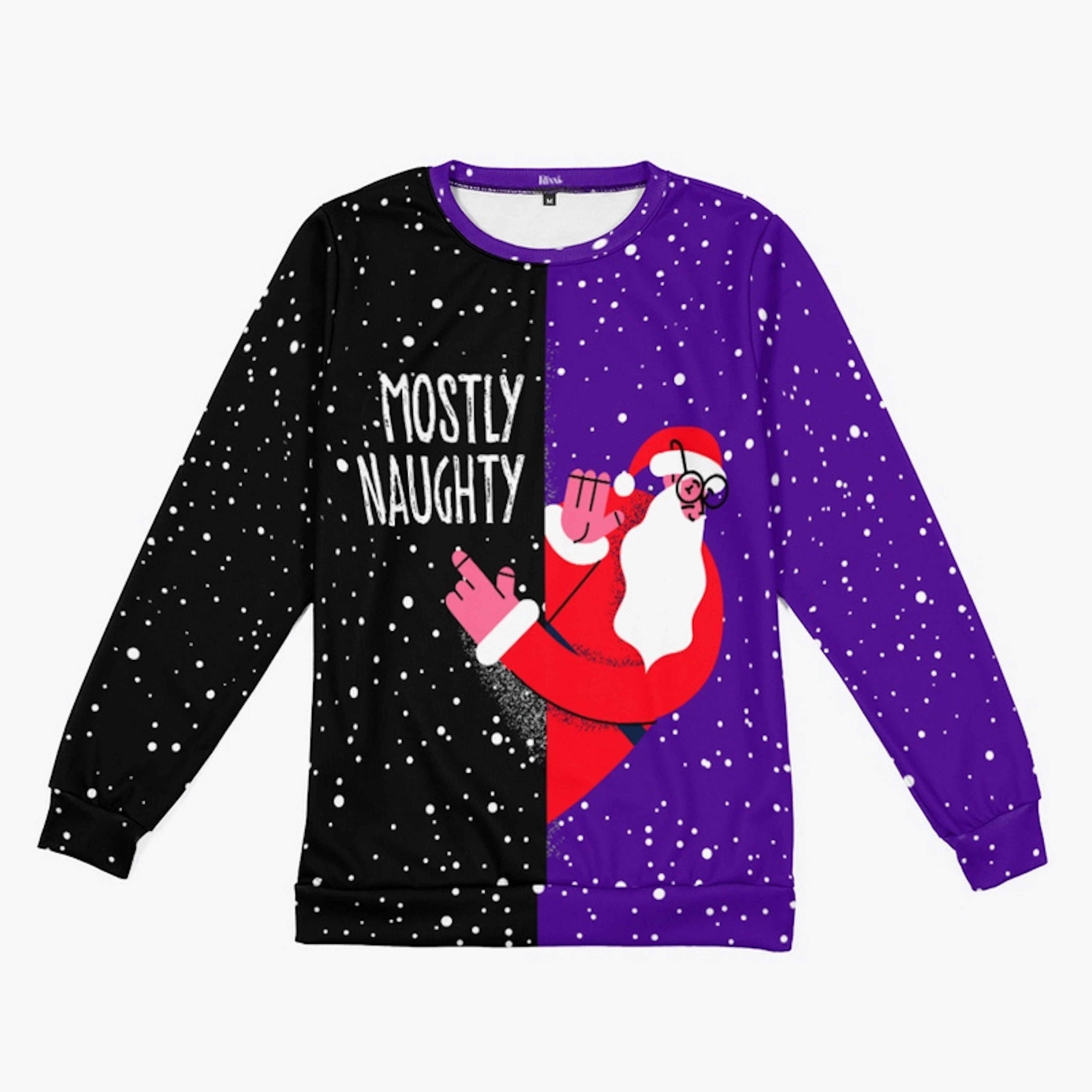 Mostly Naughty Ugly Xmas Blueish Purple